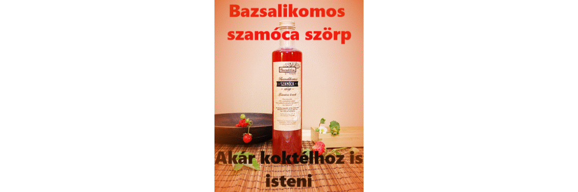 Bazsalikomos szamócaszörp